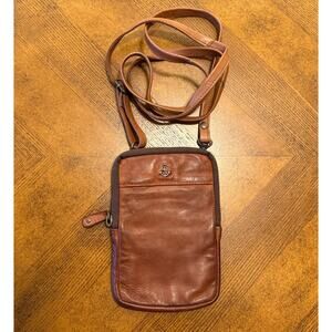 Harbour 2nd Benita Brown Leather Crossbody Wallet Bag Detachable Strap Patina